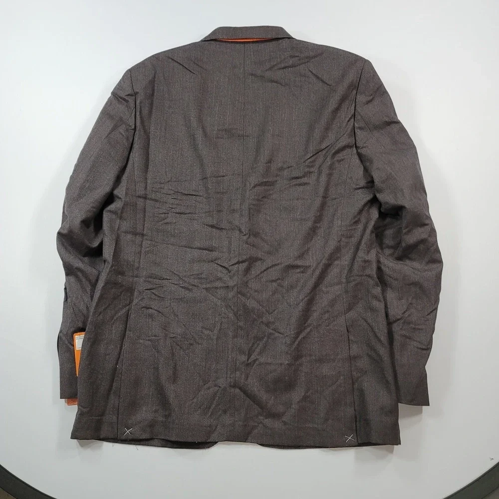 Tallia Slim-Fit Blazer Mens 44L 44 Solid Brown Wool Stretch Suit Jacket $425 NEW
